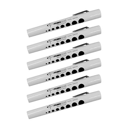 Primacare DL-9223 Pack of 6 Disposable Diagnostic Penlight with Imprinted Pupil Gauge, Lightweight and Moulded Plastic Body Medical Pen Light for Nurse, Student, Doctors EMT, White