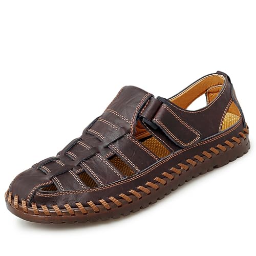 Men's Casual Fashion Sandals, Handmade Summer Beach Shoes, Closed Toe Soft Fisherman Shoes