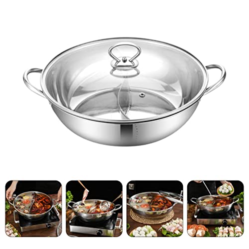HEMOTON Aço Inoxidável Shabu Hot Pote Chinês Estilo Stockpot Flat Bottom Cookware de Sopa Com Diviso