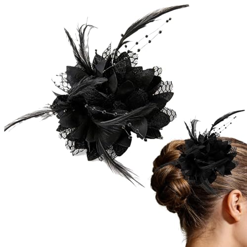 Tocado negro elegante de plumas para el cabello, broche de clip de pico con cuentas, accesorios ideales para el cabello para mujeres y niñas, cumpleaños, novia, compromiso, boda, Ascot, Derby, fiesta