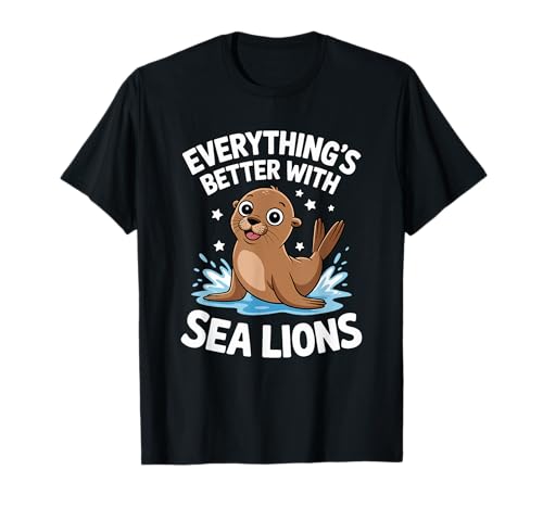 Lindo amante de los leones marinos adultos o niños niñas leones marinos Camiseta