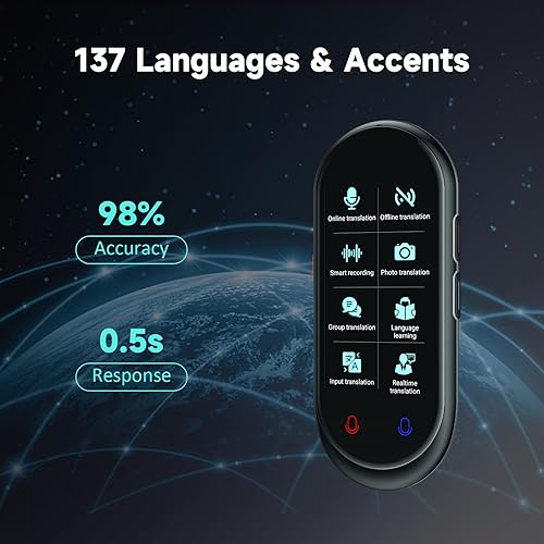 Language Translator Device, Portable Two-Way Instant Translator, Offline Online Voice Photo Translation, 137 Languages Supported, High Accuracy Translator Device for Travel Business Learning (Black) 5 Language Translator Device, Portable Two-Way Instant Translator, Offline Online Voice Photo Translation, 137 Languages Supported, High Accuracy Translator Device for Travel Business Learning (Black) - Image 3