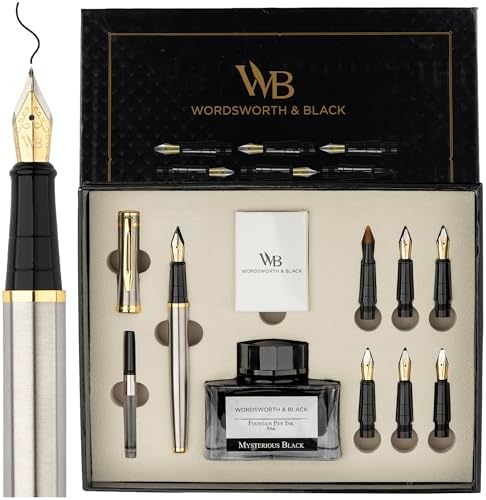 Wordsworth & Black Calligraphy Pen Gift Set, Includes Bottle, 6 C...
