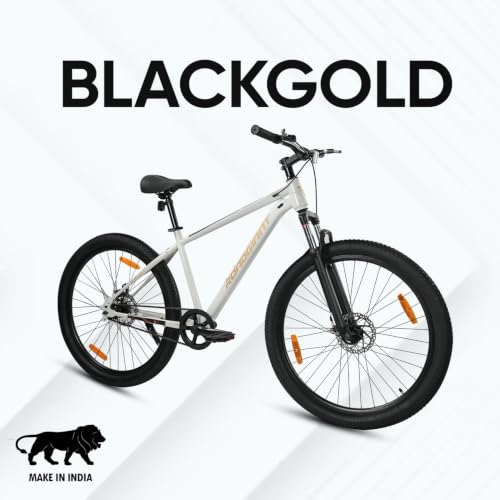Image of ROADGIANT Squad BlackGold 27.5T | MTB | Steel Bicycle | Dual Disc Brakes | Single Speed | Front Suspension | Unisex|for All-Terrain Riding (Dull White)
