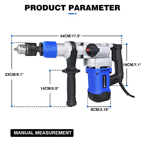 Abbruchhammer Betonhammer Bohrhammer 6J Schlagkraft 1500W Leistung SDS inkl. Spitz- und Flachmeißel und Koffer – Bild 3
