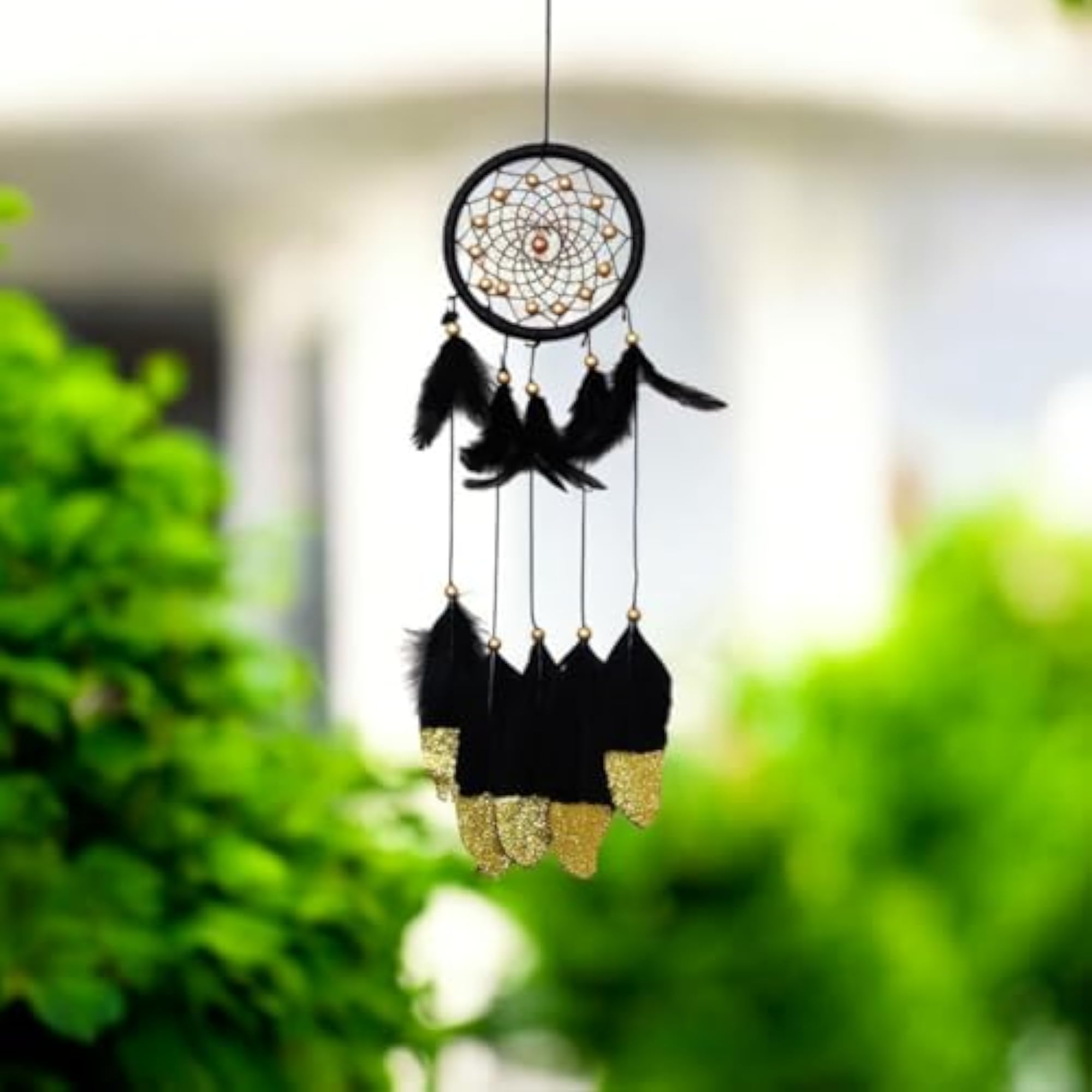 Black Dream Catcher for Home Decor with Feathers