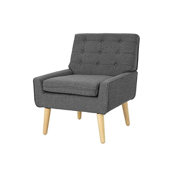 GDF Studio Eonna Buttoned Mid Century Modern Fabric Chair, Charcoal - Image 4