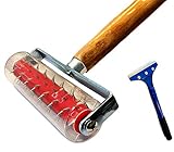 Stachelwalze 150 x 500 mm, Stachelroller, Perforierwalze, Nagelroller, Igelwalze, Tapetenigel zum Perforieren von Tapeten (Stachelwalze + Farbschaber)
