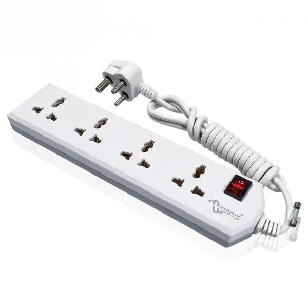 Image of Multibyte 4 Socket 1 Switch Power Saving Outlet Extension Board, High Speed, Fast Charging- Power Strip, Surge Protector, 4M Cable Shockproof Fire-Retardant, Multipurpose Use Spike for Home & Office