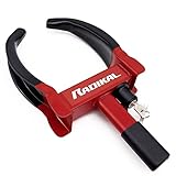 RADIKAL RK1001 Cepo Antirrobo Rueda Coche Garra Parking Cerradura Neumático Caravana Remolque, Inmovilizador Bloqueo Automóvil Abrazadera Extensible Acero, Protección PVC, Universal, Rojo y Negro