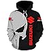 Produktbild MAUXpIAO Hoodies,Jacken,T-Shirt Su-Zuki Punisher 3D Voll Drucken Dünn Herren & Damen Beiläufig Polyester Sweatshirt Sport / A1 / XL