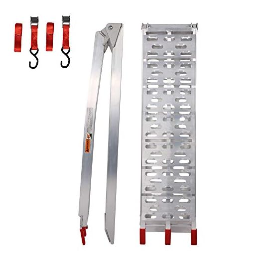 LUCKYERMORE 2 Pcs Powersports Loading Ramp 7.5FEET-1500lbs Capacity Aluminum Foldable Truck Ramp for Motorcycle/Dirt Bike/Trailer/ATV/UTV/Lawn Mower/Golf Cart/Snow Blower/Pickup Truck(Meshed 7.5Ft)
