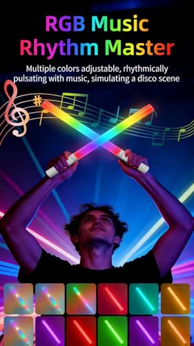Image of KRLZ Handheld LED Light Stick, 360 RGB Photography Tube Light, 2700K-6500K Full Color, CRI 95+, 2000mAh Battery, Adjustable Barn Door, Portable Video Light for Vlog Viedo Portrait