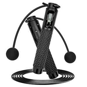 Corde a Sauter Sport, Corde à Sauter Sans Fil Intelligente avec Compteur, Cordes à Sauter Connectée Lestée, Ripcorde à Sauter Sans Corde, 2 en 1 Jump Rope 2.8M Réglable, pour Adulte, Enfant