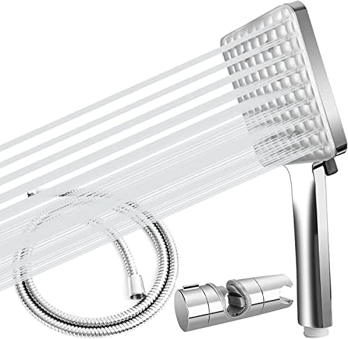 Shower Head with Hose, High Pressure Shower Heads with Hose Set 1.5m, Universal Shower Head and Hose Set with 6 Settings Spray Mode and Shower Arm Bracket