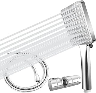 Shower Head with Hose, High Pressure Shower Heads with Hose Set 1.5m, Universal Shower Head and Hose Set with 6 Settings Spray Mode and Shower Arm Bracket