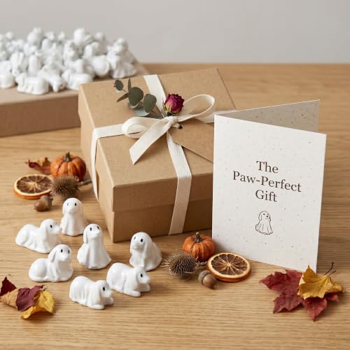 Image of FESTGLOX 50 Pack Mini Ghost Dog Figurines for Cute Spooky Halloween Decor