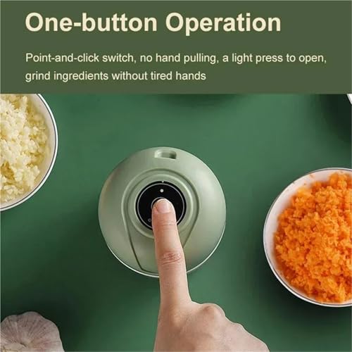 電動ガーリックチョッパー、ミニフードプロセッサー 電気ミニガーリックチョッパーポータブル USB 野菜玉ねぎミンサーフードプロセッサーチリフルーツ肉キッチン用品(Upgrade-Green)