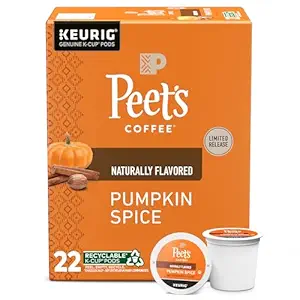 Peet's Coffee, Flavored Light Roast Keurig K-Cup Pods - Pumpkin Spice 22 Count (1 Box of 22 K-Cup Pods)