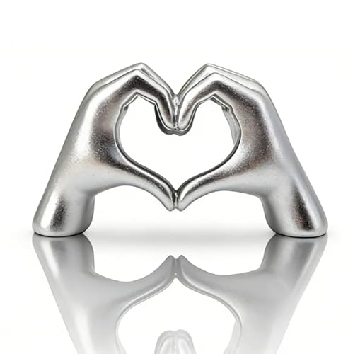 Xutanek Heart Hand Ornament, Modern Sliver Heart Hands Sculp