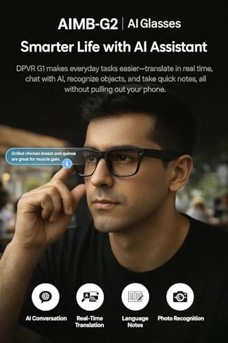 Image of Smart AI Camera Glasses G2, 1200P HD Video Recording Eyewear with 8MP Sensor, Real-Time Voice Translation, Wireless Bluetooth, Wi-Fi, Hands-Free POV Camera for Vlogging and Travel, 16GB