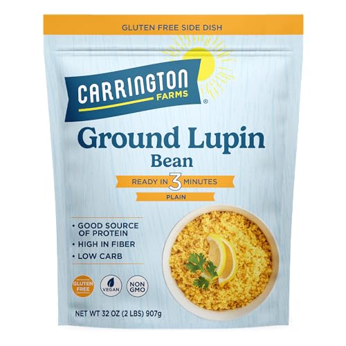 Carrington Farms - Ground Lupin Bean - Plain - 32 oz - Low Glycemic Side Dish - Keto Friendly - High Protein - Fiber Rich - Vegan - Non GMO 1g NET CARB
