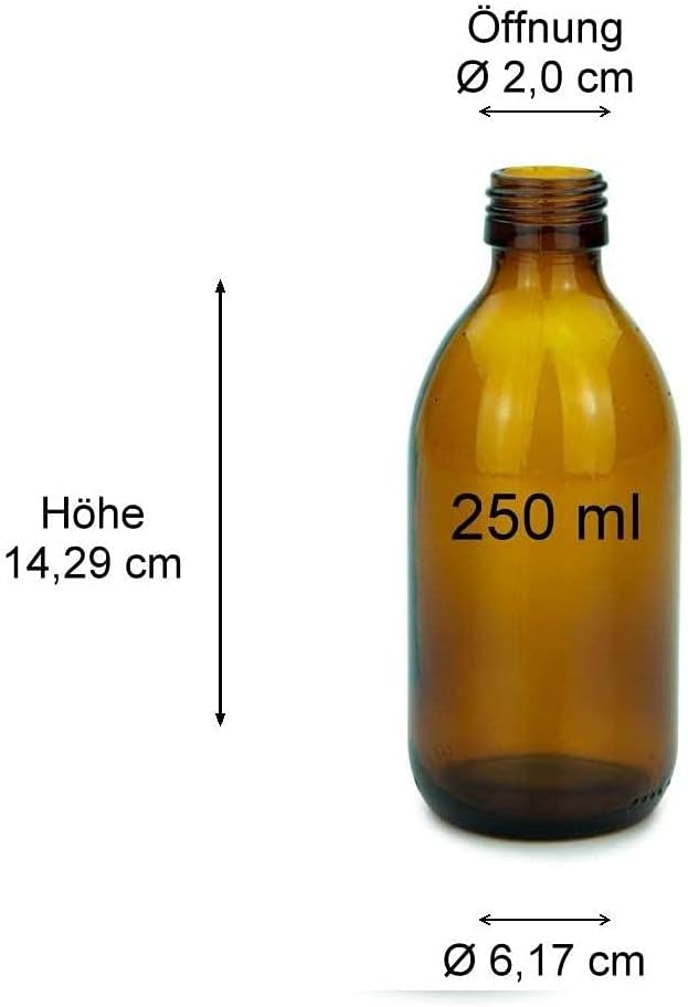 4 Brown Glass Bottles 250 ml with Screw Cap