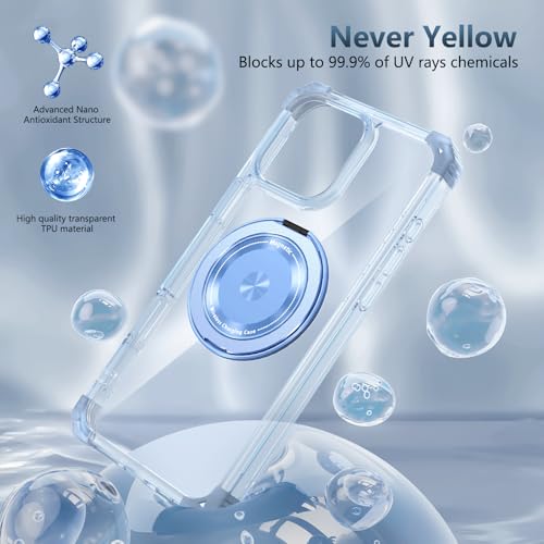 Coque iPhone 16 Pro de qualité supérieure protectrice bleue avec anneau intégré