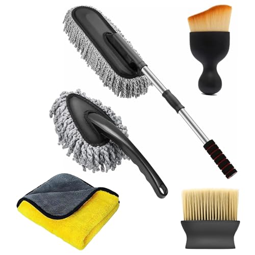 Image of Flexible Car Duster, Microfiber Flexible Car Duster Car Wash| Dry /Wet Home, Kitchen, BZ Office Cleaning Brush with Expandable Handle (Combo 5 Pcs)
