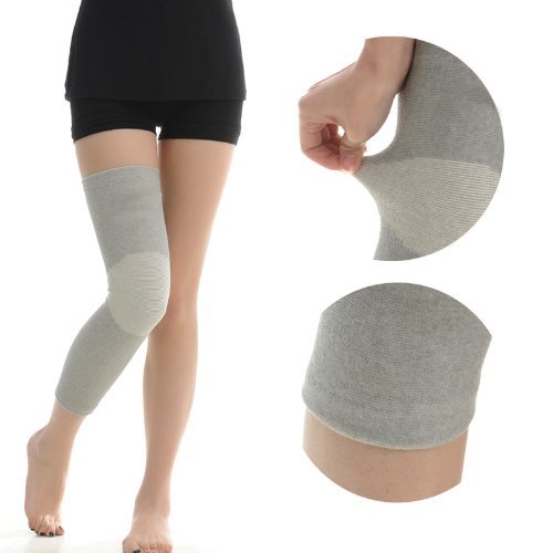 1Pair Power Ionics Bamboo Charcoal Fiber Elastic Thigh Knee Calf Brace Support 2pcs for left and right foot