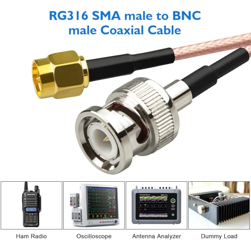 2 piezas Conectores BNC macho a SMA macho cable coaxial RG316 15 cm miniatura 4