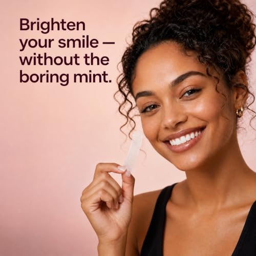 Image of Zimba Cinnamon Flavored Teeth Whitening Strips | Vegan, Enamel Safe Hydrogen Peroxide Teeth Whitener for Coffee, Wine, Tobacco, and Other Stains | 14 Day Treatment | Cinnamon