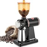 Huanyu Electric Coffee Bean Grinder 250G Commercial&Home Milling Machine 200W Grinding Machine for Beans Nuts Spice Automatic Burr Grinder Professional Miller 8 Fine - Coarse Grind Size Settings Stainless Steel Cutter Pulverizer (110V, Black with Anti-jumping Beans Hopper)