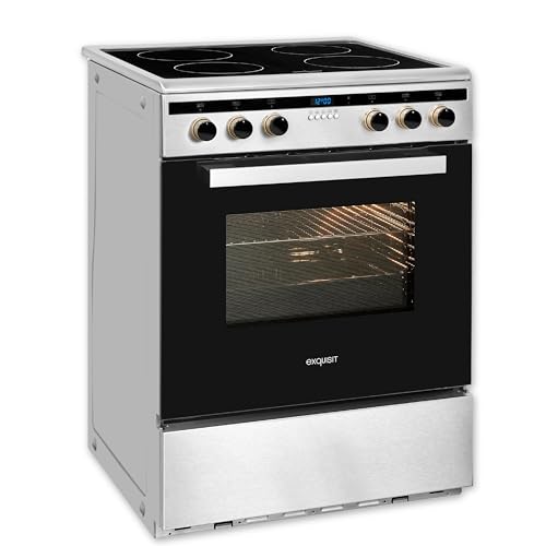 Exquisit Standherd EHI 60-3.1 Inox | Elektro-Standherd | Induktion-Kochfeld | 65 Liter Garraum | edelstahl