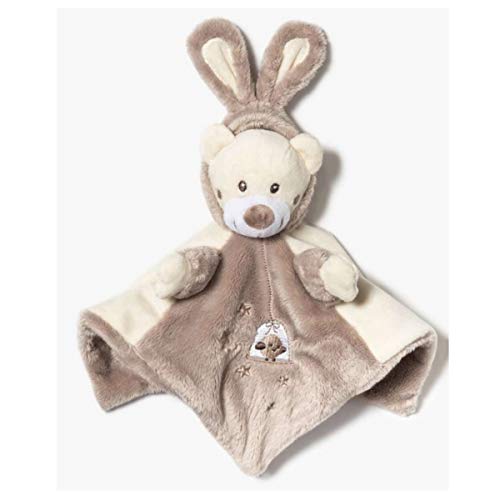 Nicotoy Doudou Plat Ours déguisé en Lapin Marron 25 cm