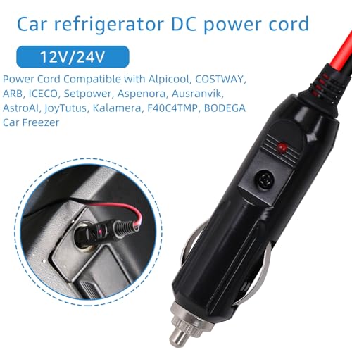Image of Sigely Car Refrigerator DC Power Cord, 12V /24V Car Fridge Cooler | Replacement Power Supply Cables for Alpicool, Setpower, JoyTutus, COSTWAY, ARB, ICECO