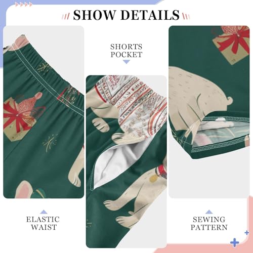 ZZXXB Christmas French Bulldogs Boys Long Pants Soft Trousers Elastic Waist Kids Lounge Bottoms with Pockets S-XL4