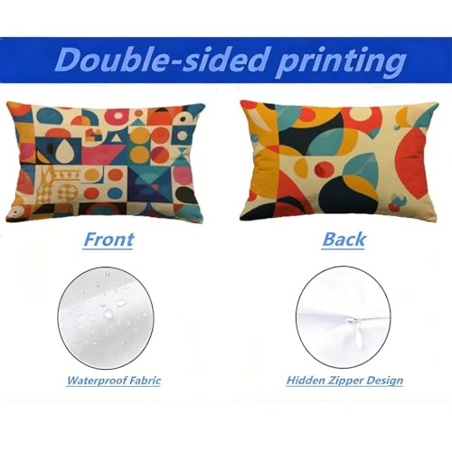Coussin extérieur imperméable 70x90 cm housse géométrie résistant UV - 3