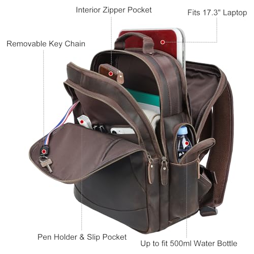 Mochila de cuero TIDING para laptop 17.3 pulgadas miniatura 4