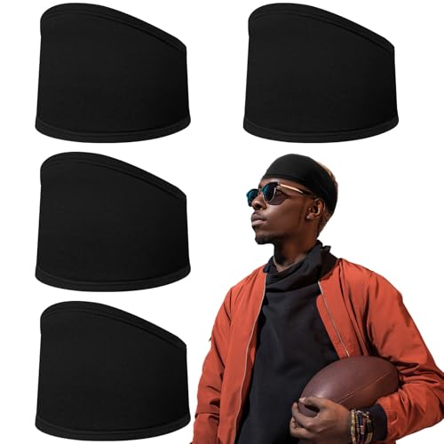 Vinsatin 4 Pcs Football Skull Wrap Headband for Men Black Football Sweat Band Sport Head Wrap...