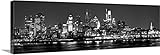 PHOTOSBYJON Canvas 2018 Philadelphia Skyline Night 12 inches X 36 inches B&W Black and WhitePhilly City Downtown Photographic Panorama Print Picture