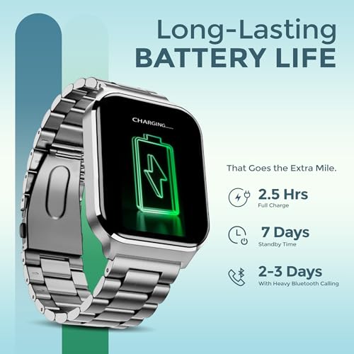 Image of PunnkFunnk NeoLux 1.96 inch HD Display Smartwatch for Men & Women 2025 with 110+ Sports Modes, Heart Rate, Sleep Monitor, IP68 Waterproof, Answer /Make Calls for Android & iOS(Metal Grey)