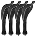 Andux 4 Pack Long Neck Golf Hybrid Club Head Covers Interchangeable No. Tag CTMT-01 (Black)