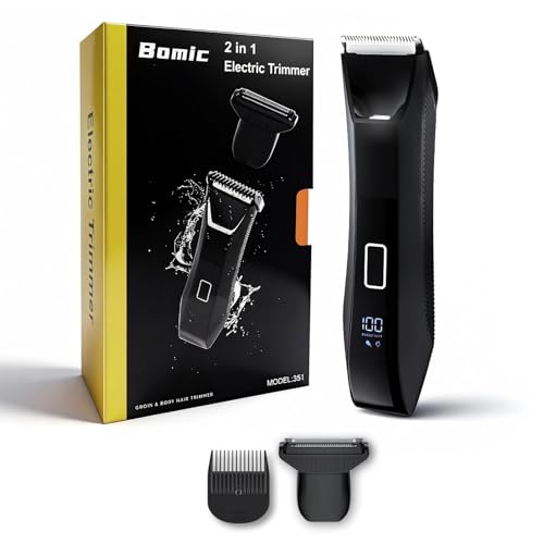 Manscaper Trimmer for Men, 2-in-1 Ball & Body Hair Groomer - Pubic & Groin Hair Shaver with Dual-Head, No-Nick Shaving, Smooth Grooming - Lightweight, Travel Lock, IPX7 Waterproof & LED Display
