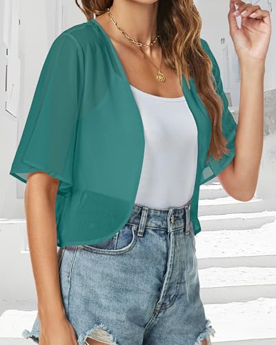 Image of ZNVGIRL Women Shrug Chiffon Cardigans Open Front Short Sleeve Bolero for Evening Dressy 2026
