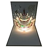 3D Pop Up Birthday Cards,Warming LED Light Birthday Cake Music Happy Birthday Card Postcards Pop Up Greeting Cards Laser Cut Happy Birthday Cards Best for Mom,Wife,Sister, Boy,Girl,Friends 1 Pack