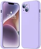 Vooii Compatible with iPhone 14 Case, Upgraded Liquid Silicone with [Full Cover Camera Protection] [Soft Anti-Scratch Microfiber Lining] Protective Phone Case for iPhone 14 6.1 inch - Light Purple