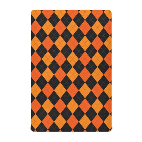 Image of Baby Crib Sheet Halloween Argyle Plaid Crib Mattress for Boys and Girls Playard Sheet Soft Breathable Fitted Baby Mattress Cover 52x28in