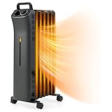 Tangkula 1500W Oil Filled Radiator Heater, Electric Space Heater with 3 Heating Modes, Adjustable Thermostat, Tip Over & Overheat Protection, Portable Oil Heater for Indoor Use (Black)