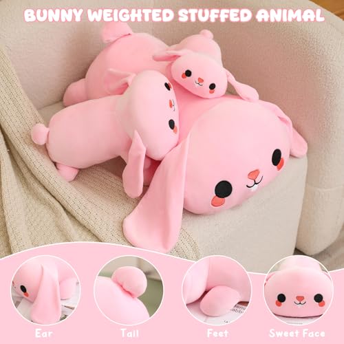 Image of TOYSYM Weighted Stuffed Animals, 1.6 lbs Bunny Stuffed Animal with Weighted Beads, Cute Plush Toy Pillow Gifts for Adults Kids Boys Girls